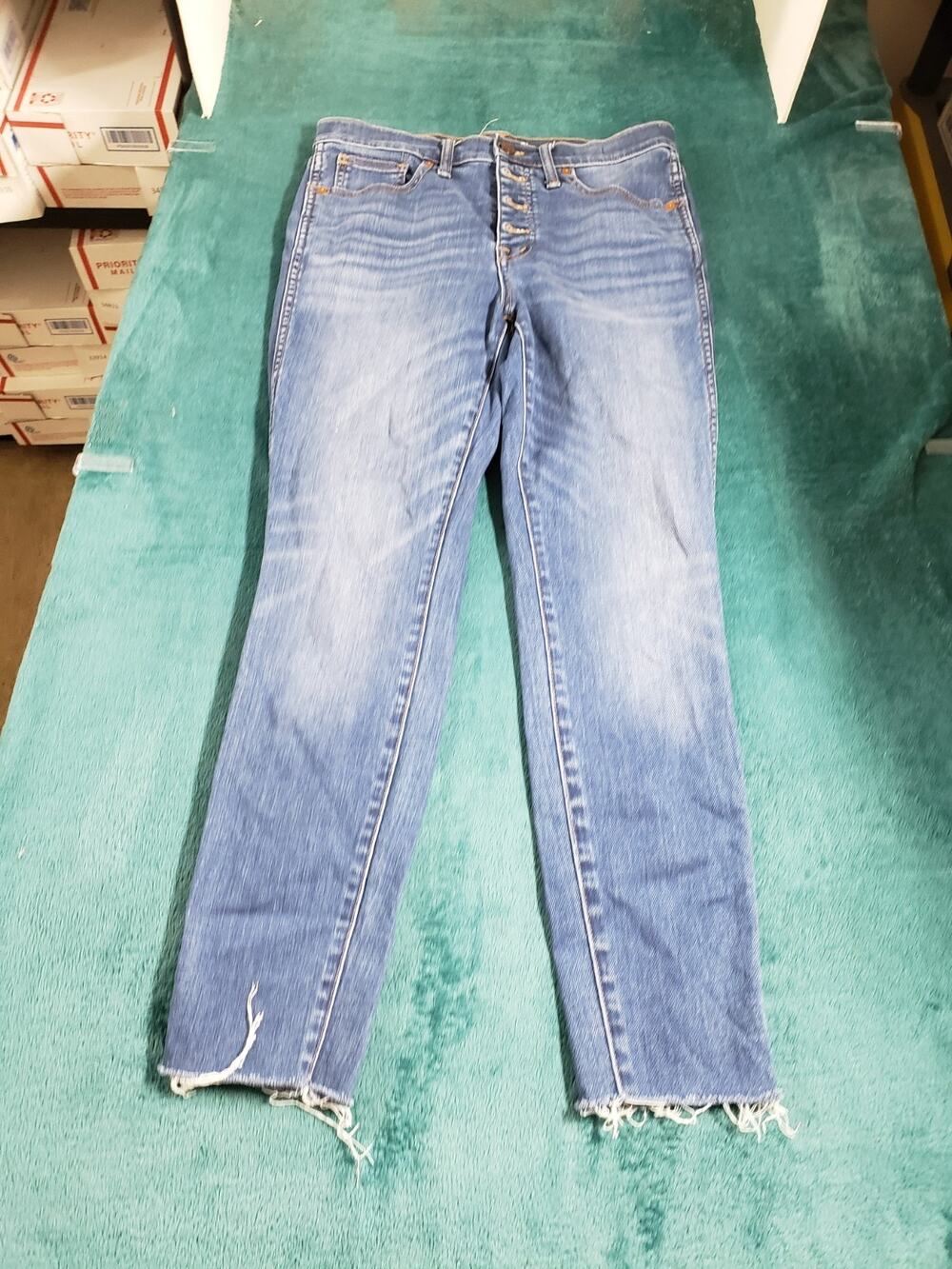 Madewell Jeans Size 28 Womens Blue Pants Stretch Fray Hem High Rise Skinny Crop